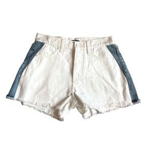 7 For All Mankind Monroe Cut Off Shorts High Rise Shorts White Blue Size 26